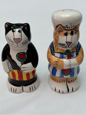 NIB Vintage Catzilla Ceramic Salt and Pepper Shakers by Candace Reiter
